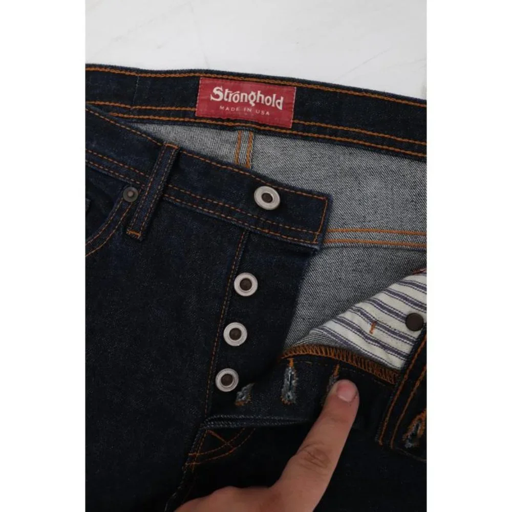 NWT Stronghold Jeans Mens 31 L36 Selvedge Denim Straight Leg Stretch Blue Rinsed